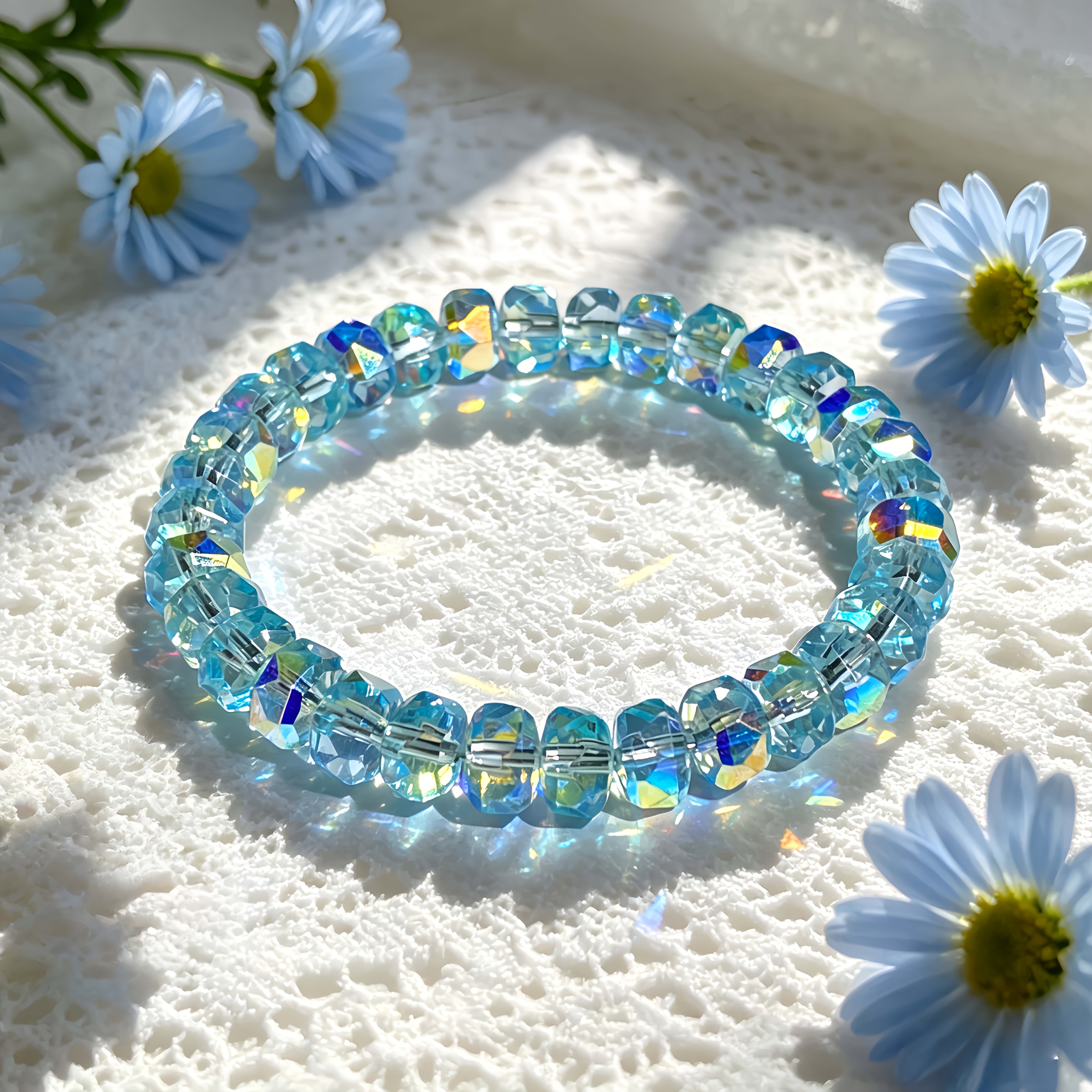 Women's Iridescent Sea Blue Bangle, Easy Luxury